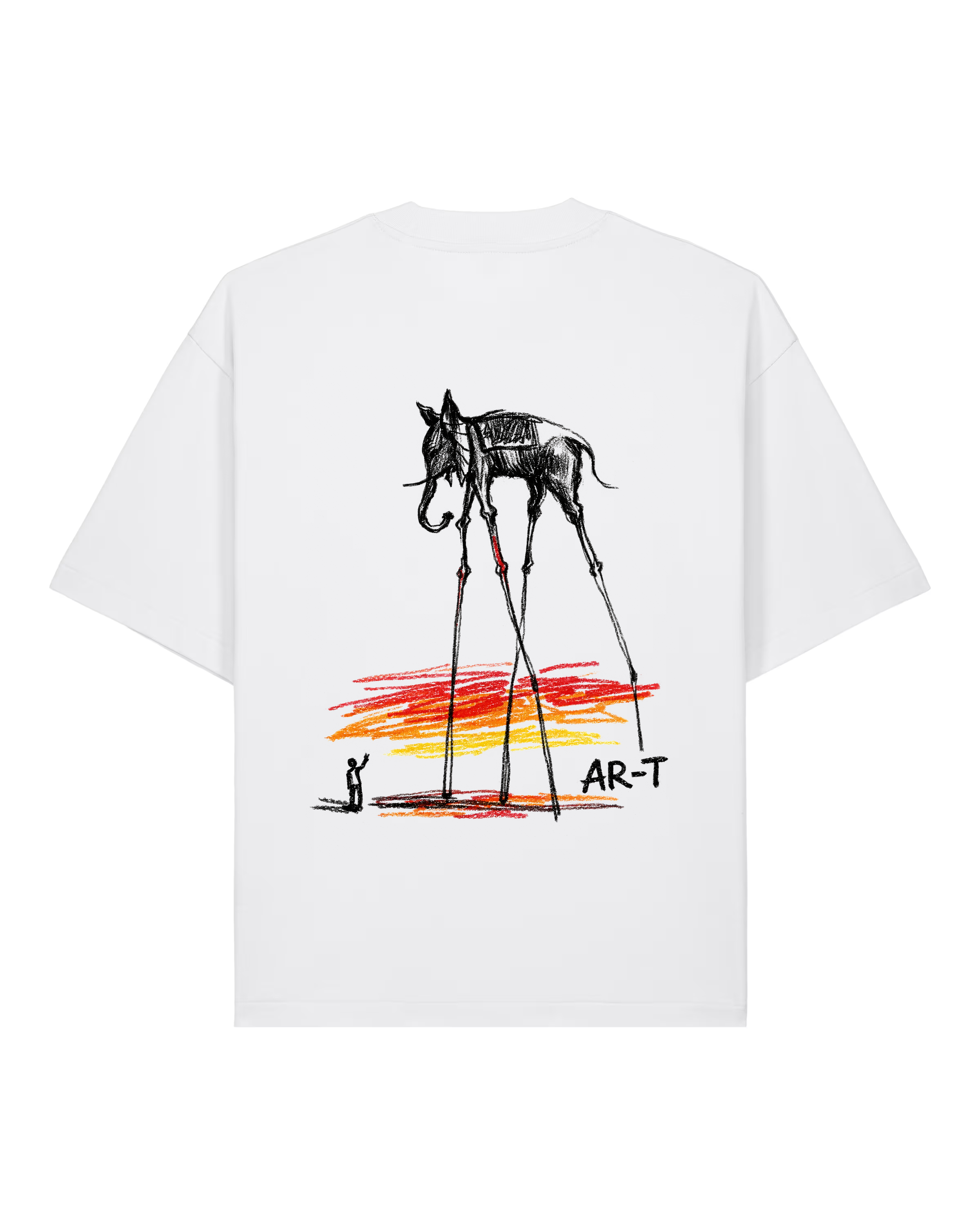 AR-T Boxy Tee - Dali's Elephants White