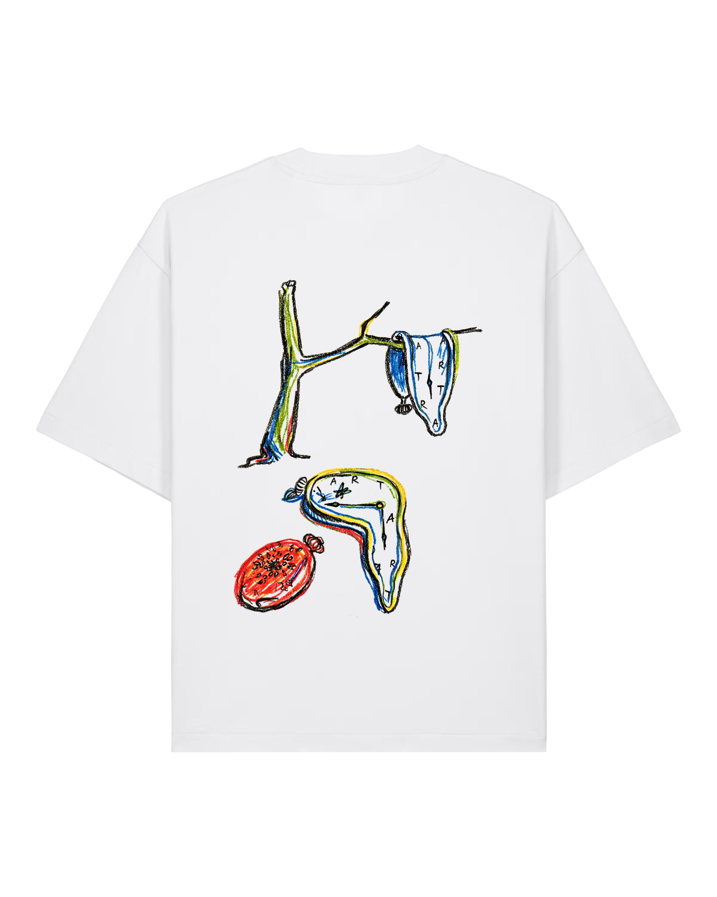 AR-T Boxy Tee - Dali's Melting Clocks White
