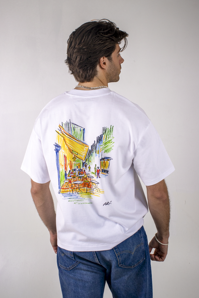 AR-T Boxy Tee - Van Gogh's Terrace White
