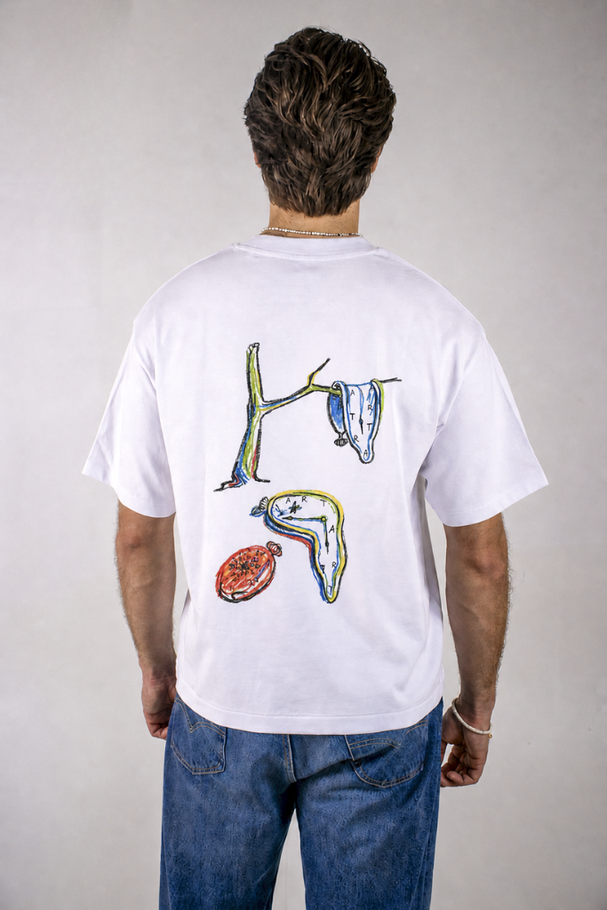 AR-T Boxy Tee - Dali's Melting Clocks White