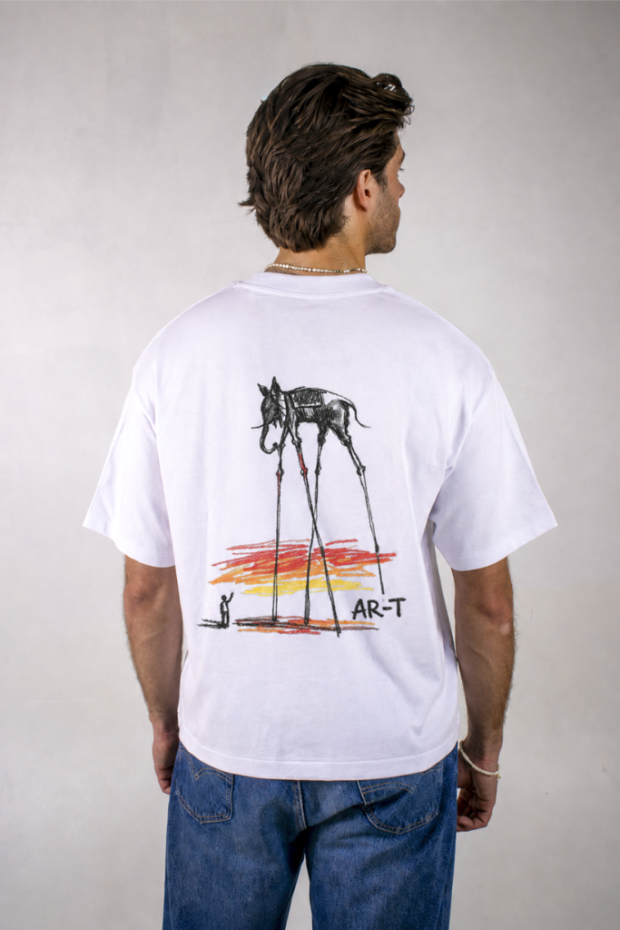AR-T Boxy Tee - Dali's Elephants White