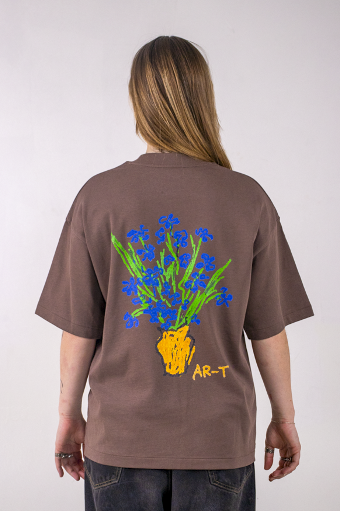 AR-T Boxy Tee - Van Gogh's Ireses Mocha